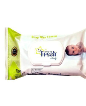 Fresh Baby Chusteczki nawilżane z klipsem zielone, 72 sztuki