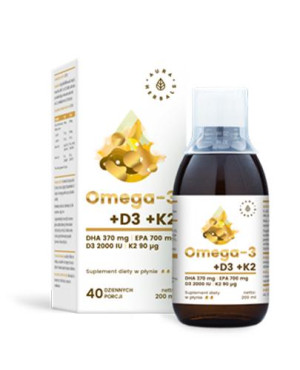 Aura Herbals, Omega-3 + D3 + K2, płyn, 200 ml