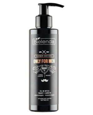 Bielenda Only For Men Barber Edition Żel do mycia twarzy i zarostu odświeżająco-oczyszczający, 190 g