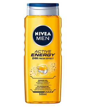 Nivea Men Active Energy 24 h Fresh Effect Żel pod prysznic do ciała, twarzy i włosów z dodatkiem kofeiny, 500 ml