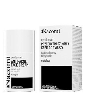 Nacomi Gentleman Matujący krem do skóry trądzikowej z kwasem salicylowym, niacynamidem i ekstraktem z sosny nordyckiej, 50 ml