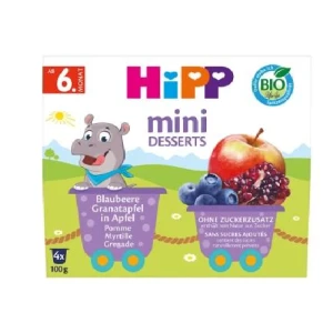 Hipp Bio od pokoleń, Jabłka-Jagody-Granaty, od 6. m-ca, 4 x 100 g