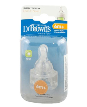 DR BROWNS Smoczek do butelki Standard 6m+ do butelek z wąską szyjką, 2 sztuki