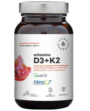Aura Herbals Witamina D3 + K2 - 90 kaps. - cena, opinie, dawkowanie