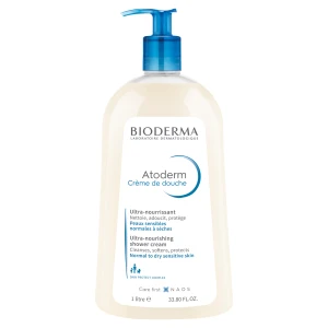 Bioderma Atoderm Crème de douche, kremowy żel do mycia twarzy i ciała, dla skóry normalnej, suchej i wrażliwej, 1000 ml