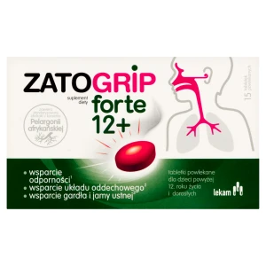 Zatogrip Forte 12+ dla dzieci i dorosłych, tabletki, 15 sztuk