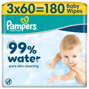 Pampers 99% Water, chusteczki nawilżane dla dzieci, 3 x 60 sztuk