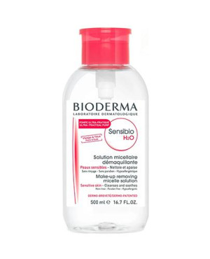 Bioderma Sensibio H2O Płyn micelarny do oczyszczania twarzy i demakijażu, z pompką, skóra wrażliwa, 500 ml