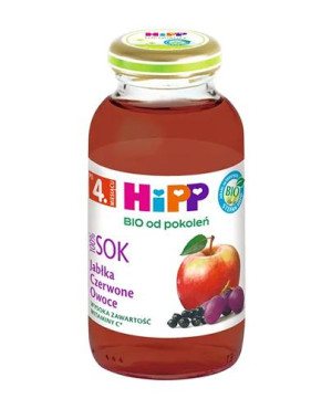 HIPP BIO od pokoleń Jabłka-Czerwone owoce z wodą źródlaną BIO, 200 ml