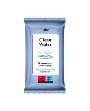 Luba Clean Water Świeżość Czystej Wody&Prebiotyk, Chusteczki do rąk oczyszczające, 15 sztuk