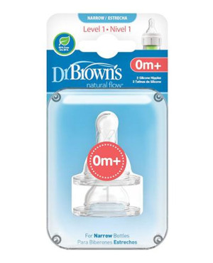 DR BROWNS Smoczek do butelki Standard 0m+ do butelek z wąską szyjką, 2 sztuki