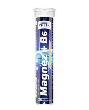 Vitter Blue Magnez + B6 o smaku pomarańczowym, tabletki musujące, 20 sztuk
