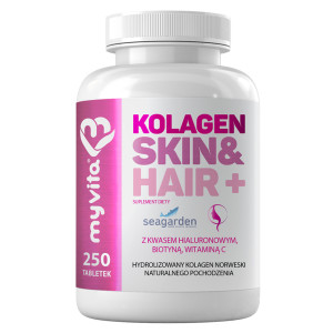 MyVita Kolagen Skin & Hair +, 250 tabl., cena, opinie, właściwości
