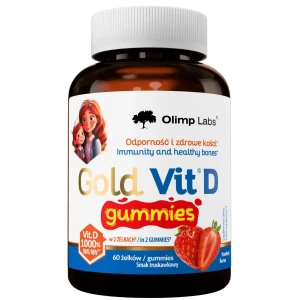 Olimp, Gold Vit D Gummies smak truskawkowy, żelki, 60 sztuk