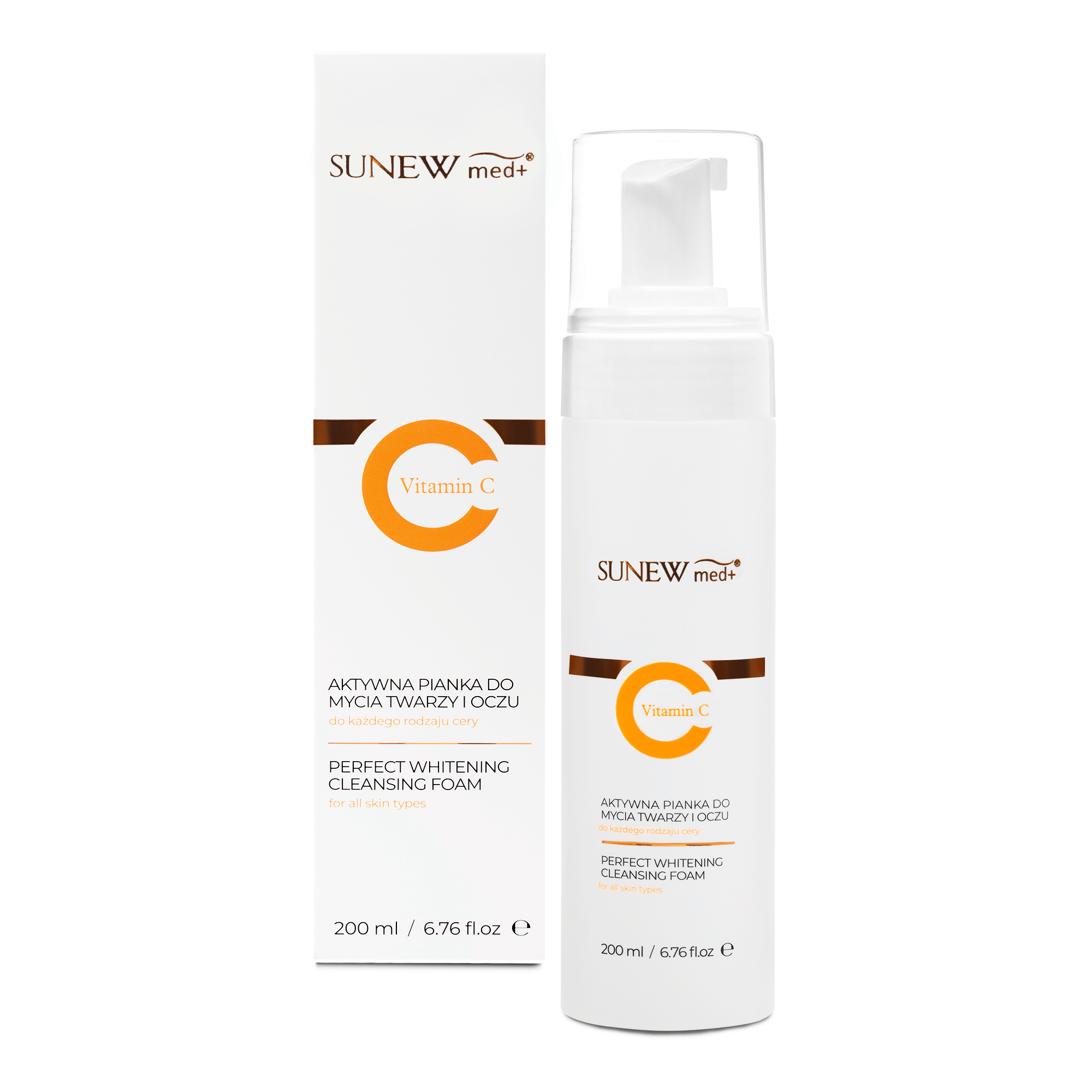 SunewMed+, witamina C aktywna pianka do mycia twarzy i oczu, 200 ml