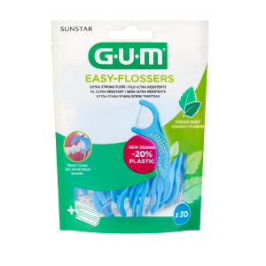 SUNSTAR GUM EASY-FLOSSERS Woskowana nić dentystyczna na uchwycie, 30 sztuk