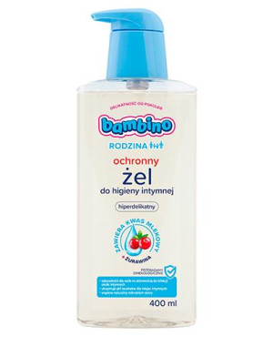 Bambino Rodzina, Ochronny żel do higieny intymnej z kwasem mlekowym i żurawiną, 400 ml