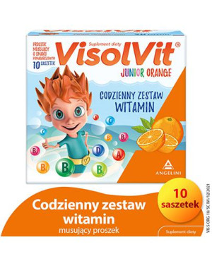 Visolvit Junior Orange, proszek o smaku pomarańczowym, saszetki, 10 sztuk