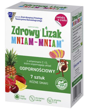 Zdrowy Lizak Mniam-Mniam z witaminami C i D - 7 szt.- cena, opinie, właściwości