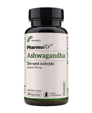 PharmoVit Ashwagandha Żeń-szeń indyjski ekstrakt 400 mg, kapsułki, 90 sztuk