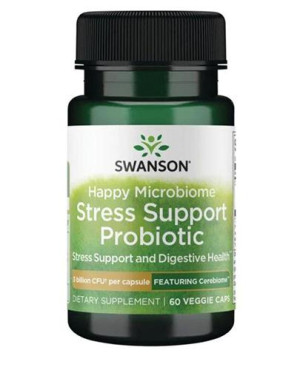 Swanson Happy Microbiome Stress Support Probiotic, 60 kapsułek