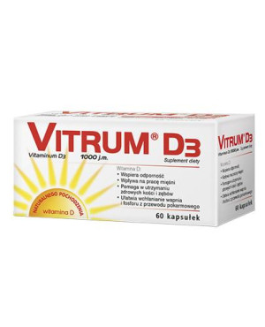 Vitrum D3, Witamina D3 1000 j.m., kapsułki, 60 sztuk