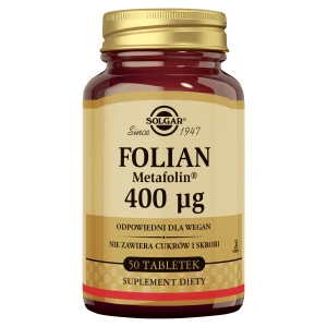 Solgar Folian (Metafolin), 400 µg, tabletki, 50 sztuk