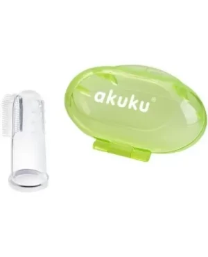 Akuku silikonowa szczoteczka na palec z zielonym etui, 1 sztuka [A0264]