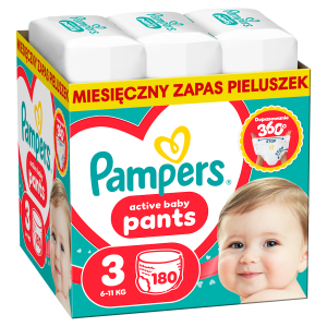 Pampers Active Baby Pieluchomajtki rozmiar 3, 6-11 kg, 180 sztuk