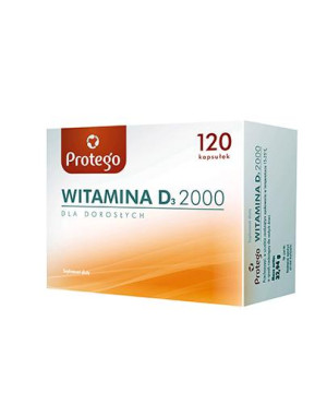 Protego, Witamina D3 2000 j.m. dla dorosłych, kapsułki, 120 sztuk