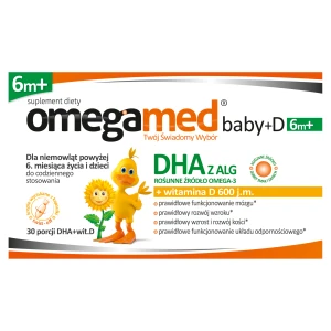 OMEGAMED Baby DHA z alg + Wit D Dla niemowląt i dzieci 6m+, rozwój dziecka, 30 kapsułek