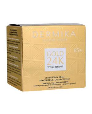 Dermika Luxury Gold 24K Luksusowy Krem rekonstruktor młodości 65+ na dzień/na noc, 50 ml