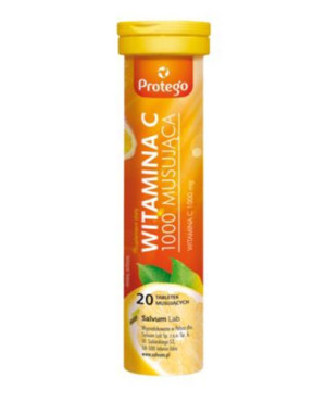 Protego, Witamina C 1000 Musująca smak cytrynowy, tabletki musujące, 20 sztuk