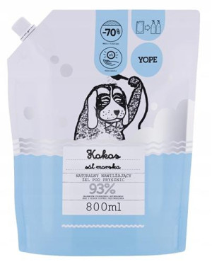 Yope Kokos i sól morska, Naturalny żel pod prysznic Zapas, 800 ml