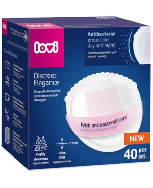 Lovi Discreet Elegance antybakteryjne jednorazowe wkładki laktacyjne białe 40 sztuk