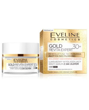 EVELINE COSMETICS GOLD REVITA EXPERT Luksusowy wygładzający krem-serum z 24K złotem 30+ - 50 ml