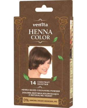 Venita Henna Color, ziołowa odżywka koloryzująca z naturalnej henny, 14 Kasztan, 25 g