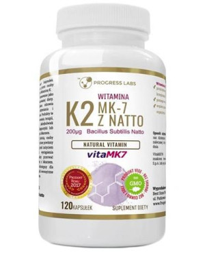 Progress Labs Witamina K2 VitaMK7 Z Natto 200 mcg - 120 kaps. - cena, opinie, stosowanie
