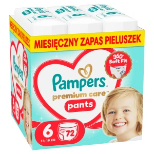 Pampers Premium Care Pieluchomajtki rozmiar 6, 13 kg-19 kg, 72 sztuki
