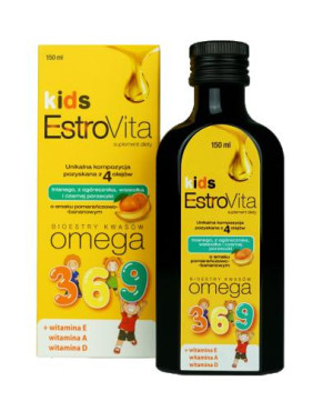 EstroVita, Kids Omega 3-6-9 Dla dzieci, o smaku pomarańczowo bananowym, 150 ml