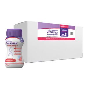 Nutridrink Protein Omega 3 o smaku truskawkowo-malinowym, 24 x 125 ml