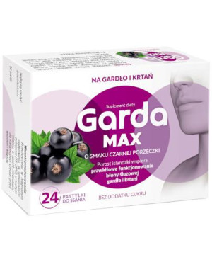 Garda Max o smaku czarnej porzeczki, pastylki do ssania, 24 sztuki