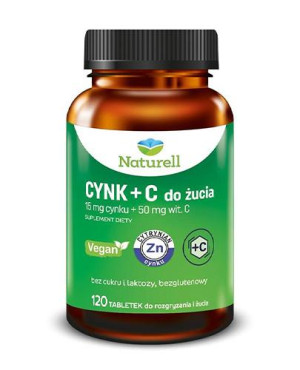 Naturell Cynk + C do żucia, 120 tabletek
