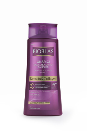 Bioblas Szampon ziołowy przeciw wypadaniu włosów dla włosów cienkich i zniszczonych kolagen+keratyna, 360 ml