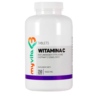 MyVita Witamina C 1000 mg + Bioflawonoidy cytrusowe + Ekstrakt z dzikiej róży, 250 tabl.