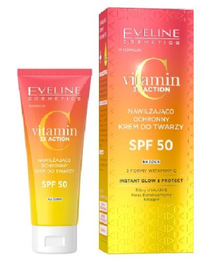 EVELINE COSMETICS Vitamin C 3x Action Nawilżająco-ochronny krem do twarzy SPF 50, 30 ml