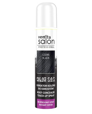 Venita Salon Professional Color S.O.S, korektor koloru spray do odrostów do włosów ciemnych czarnych i siwych, 75 ml
