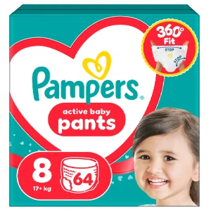 Pampers Active Baby Pieluchomajtki rozmiar 8, 17+ kg, 64 sztuki