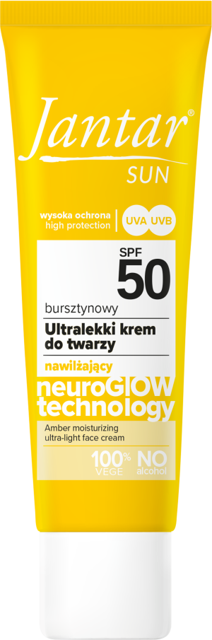 Jantar Sun Bursztynowy, Ultralekki krem nawilżający do twarzy SPF 50, 50 ml