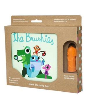 THE BRUSHIES Szczoteczka silikonowa na palec Momo Monkey + książka - 1 szt - cena, właściwości